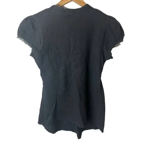 INC Black V-Neck Cap Sleeve Top Blouse Women's Size S - Picture 2 of 4